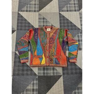 Vintage‎ 80s Aklanda Sweater Multicolor 3D Knit Coogi Style Merino Wool Womens M